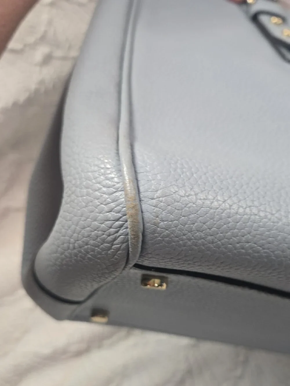 Kate Spade Mulberry Street Leighann Tote Bag Leather Lakesedge Gray Blue